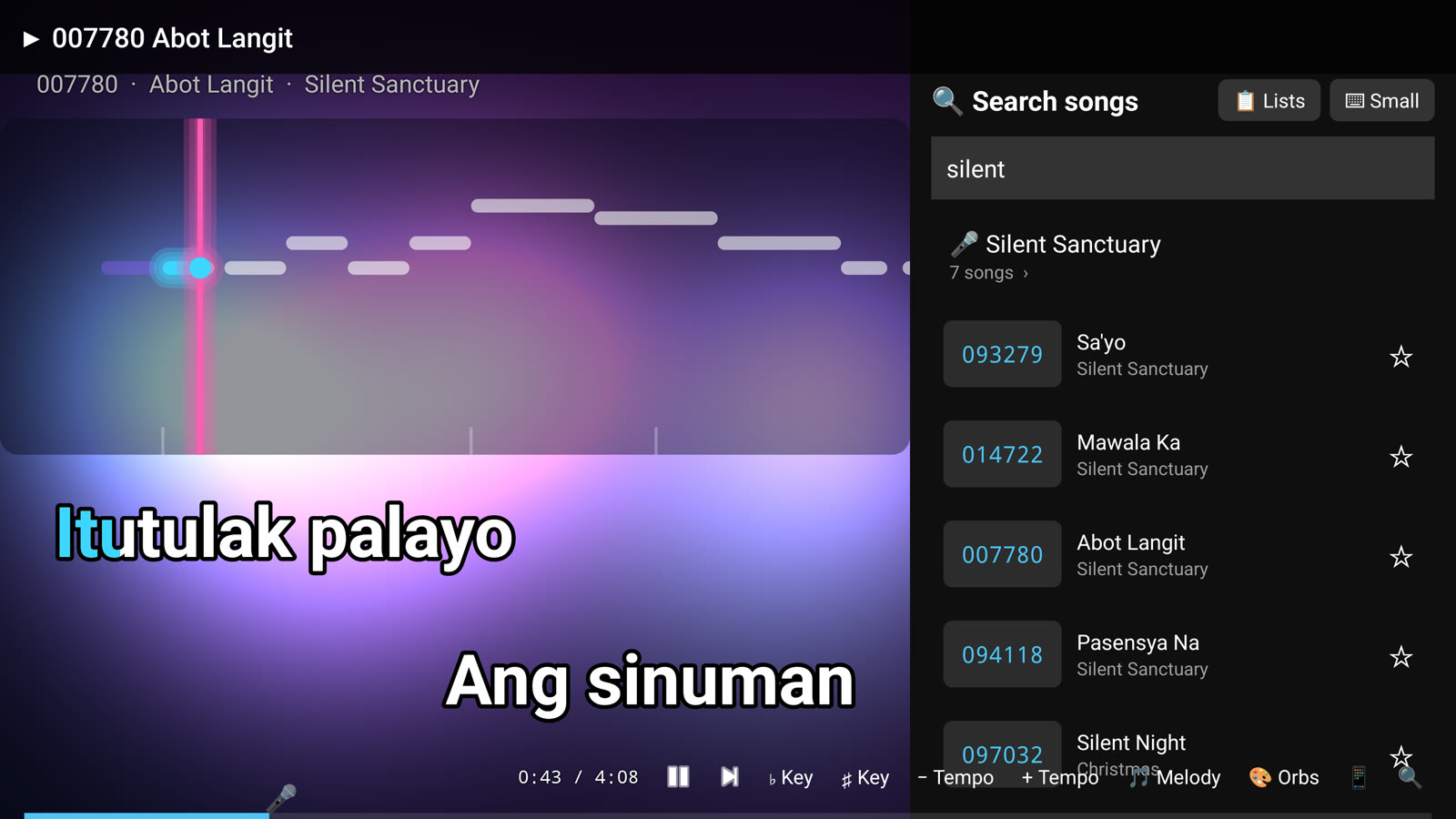 Search by song or singer on the TV